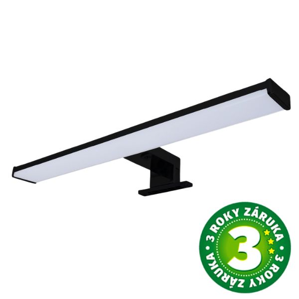 LED světlo nad zrcadlo 40cm, 8W, 640lm, denní, černé, na zeď, zrcadlo i vodorovně, 3 roky